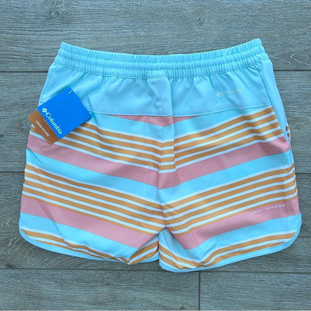 Columbia Omni Shade Swim Trunks Shorts Youth Large Striped Omni Wicking NEW - Picture 7 of 11